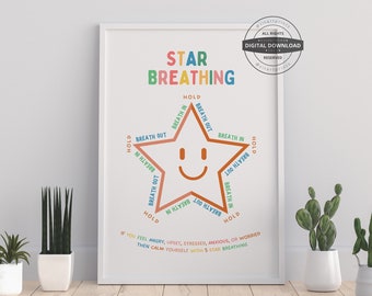 Star Breathing Poster, Calming Corner Print (Digital Download)