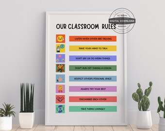 Classroom Rules Poster | School Counselor Office Decor (Digital Download)