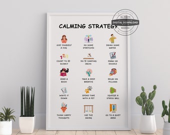Calming Strategies Poster: Toddler Corner Decor, Therapy Office Art (Digital Download)