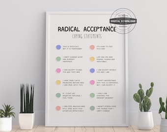 Radical Acceptance Coping Statements Poster, Therapy Office Decor (Digital Download)