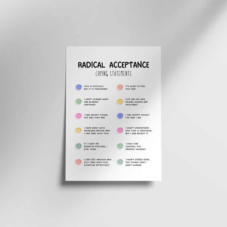 Radical Acceptance Coping Statements Poster, Therapy Office Decor ...