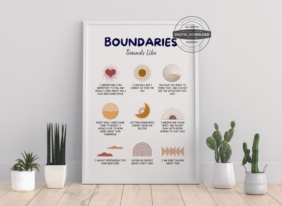 Boundaries Sound Like Boundary Poster Self Esteem Self Respect Therapy Office Decor Art Social Psychology Counselling Office