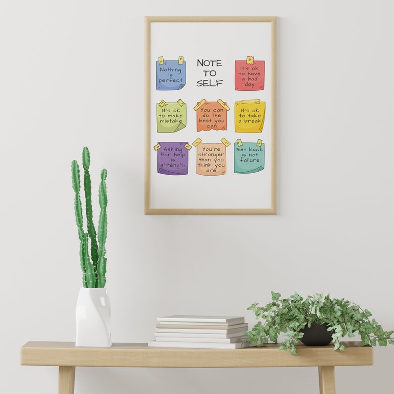 Note to Self Print | Mental Health Wellness Art (digital Download) - Etsy
