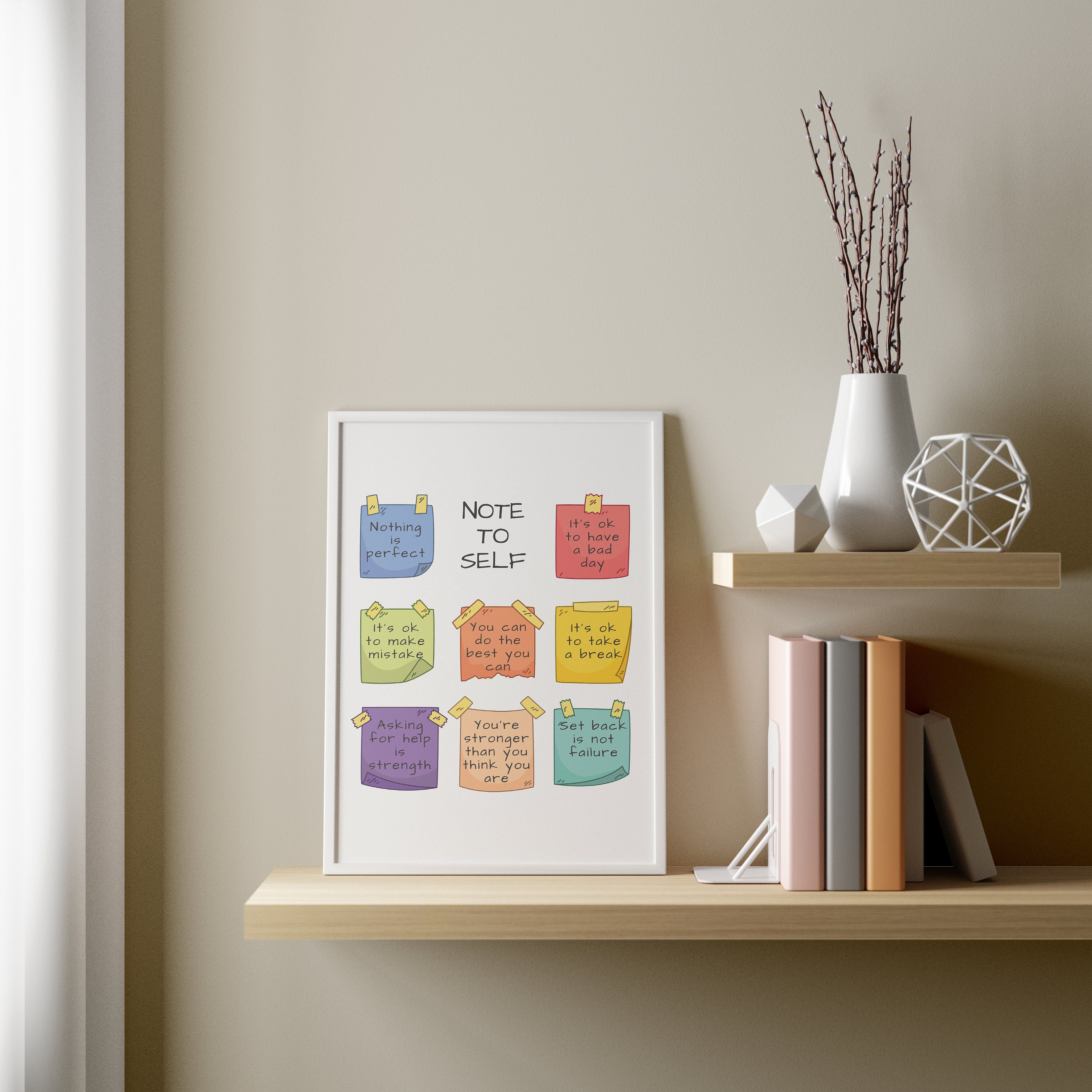 Note to Self Office Decor Mental Health Well Being Print - Etsy