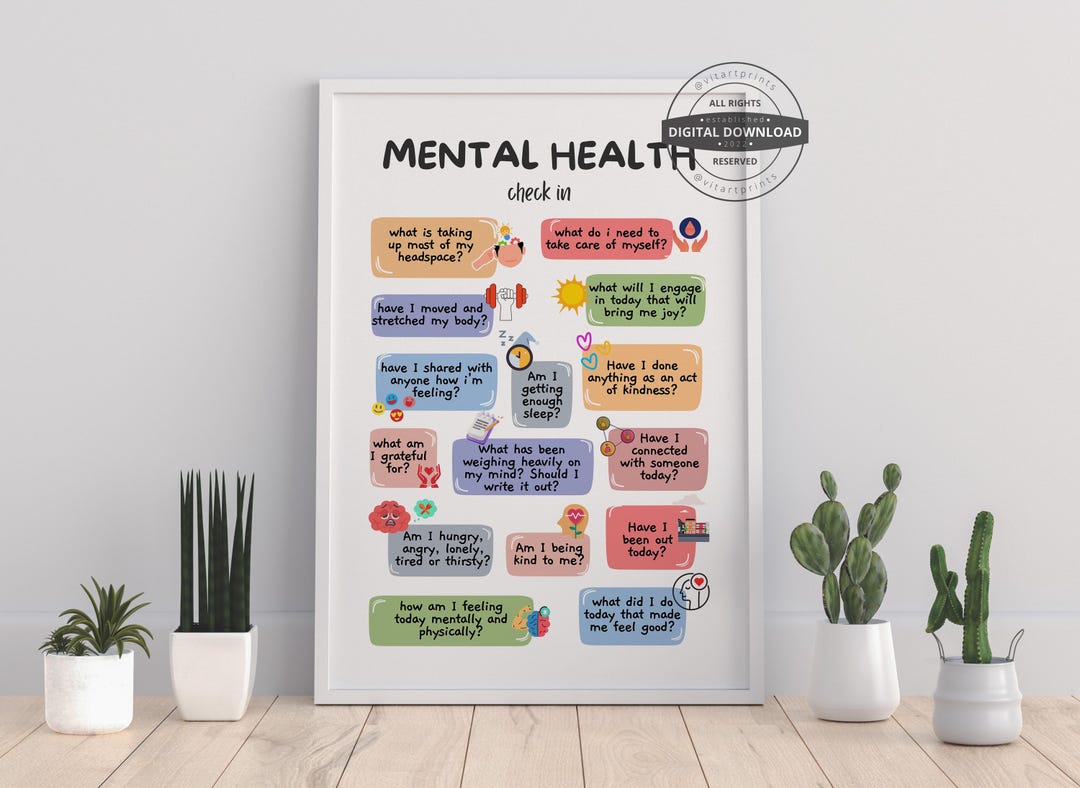 Mental Health Check in | Therapy Office Decor School Counselor CBT DBT ...