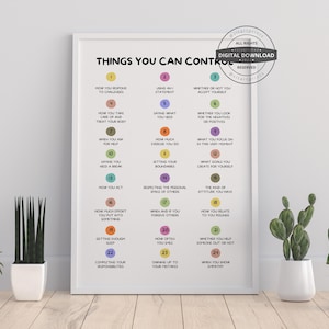 Things You Can Control | Therapy Office Decor School Counselor Counseling Poster Anxiety Relief Psychology Calm Down Corner Mental Health