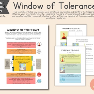 Window of tolerance Worksheet | Window of tolerance | Trauma therapy | CBT | DBT | Counselling tools | Arousal States | Emotional regulation