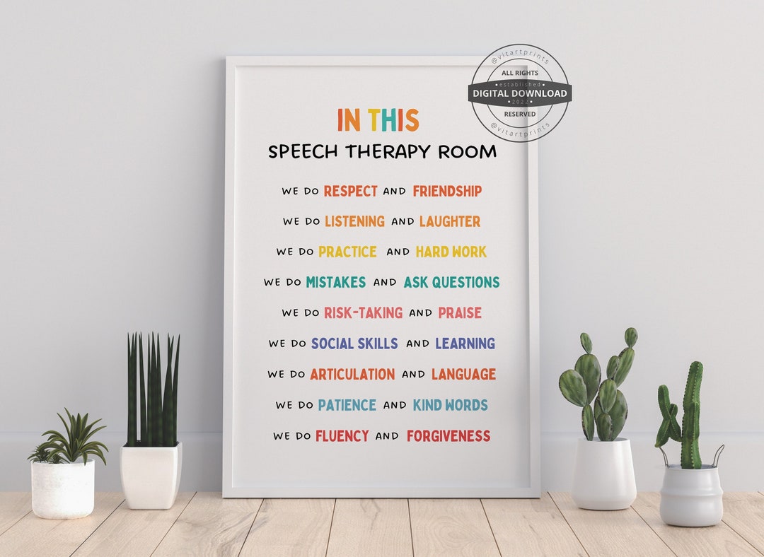 Speech Therapy Room Rules Poster, Therapist Office Decor (digital ...
