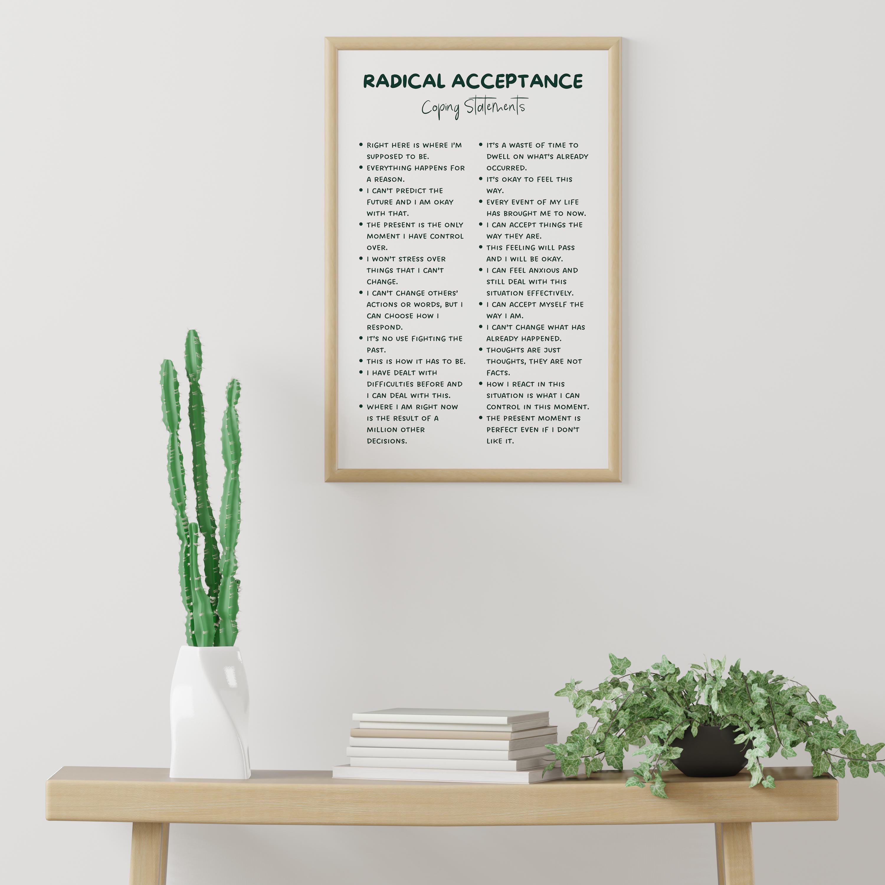 Radical Acceptance Coping Statements Poster | Therapy Office Decor ...