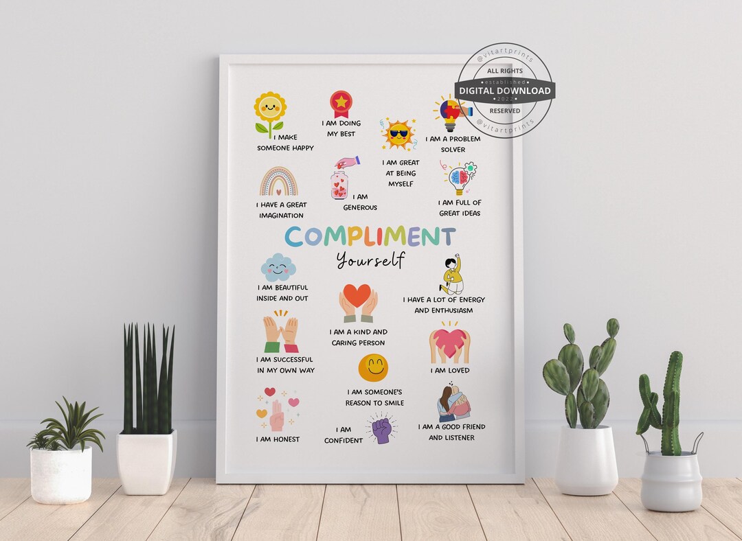 Compliment Yourself Poster | Therapy Office Decor (digital Download) - Etsy