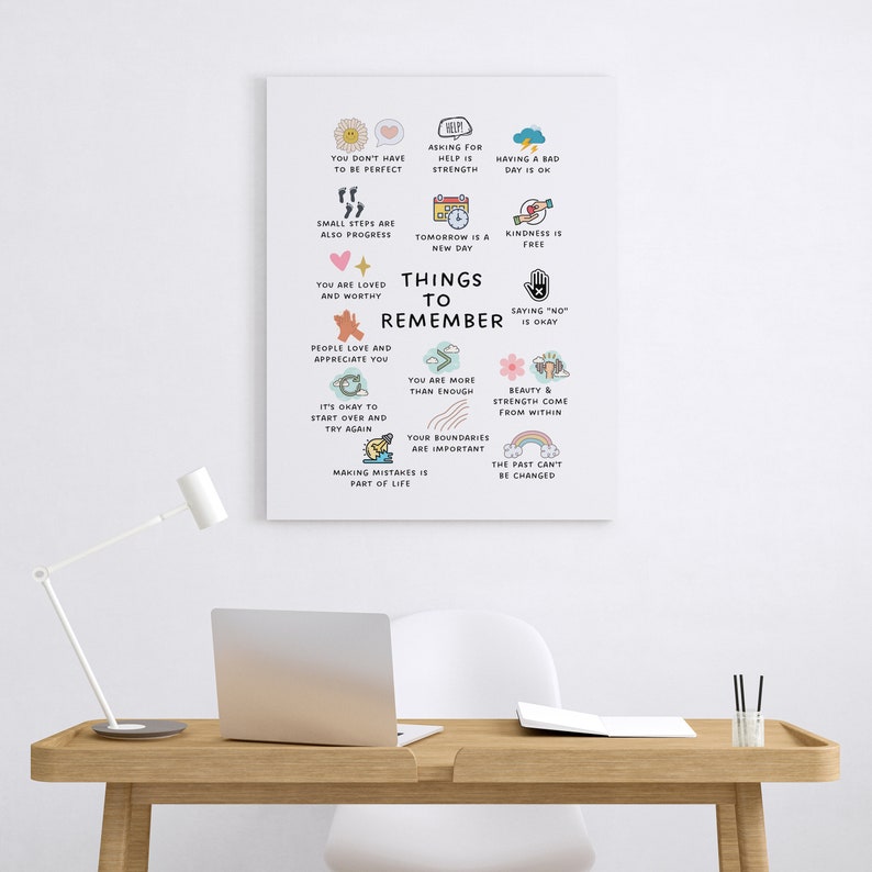 Things to Remember Therapy Office Decor School Counselor CBT DBT Therapy Counseling Poster Anxiety Relief Social Psychology Mental Health image 3