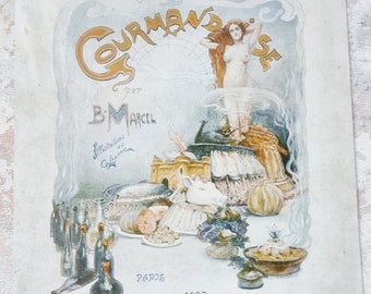 Feuille antique de style Art Nouveau de « Les Sept Pêches Capitaux », Publicité 1902