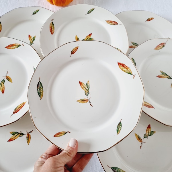 8 assiettes vintage en porcelaine française de Sarreguimenes, modèle Nemours