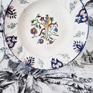 Antique 19th century French Ceramic Plate from &quot;Rouen&quot; Horn of Plenty