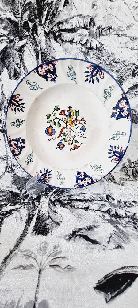 Antique 19th century French Ceramic Plate from "Rouen" Horn of Plenty