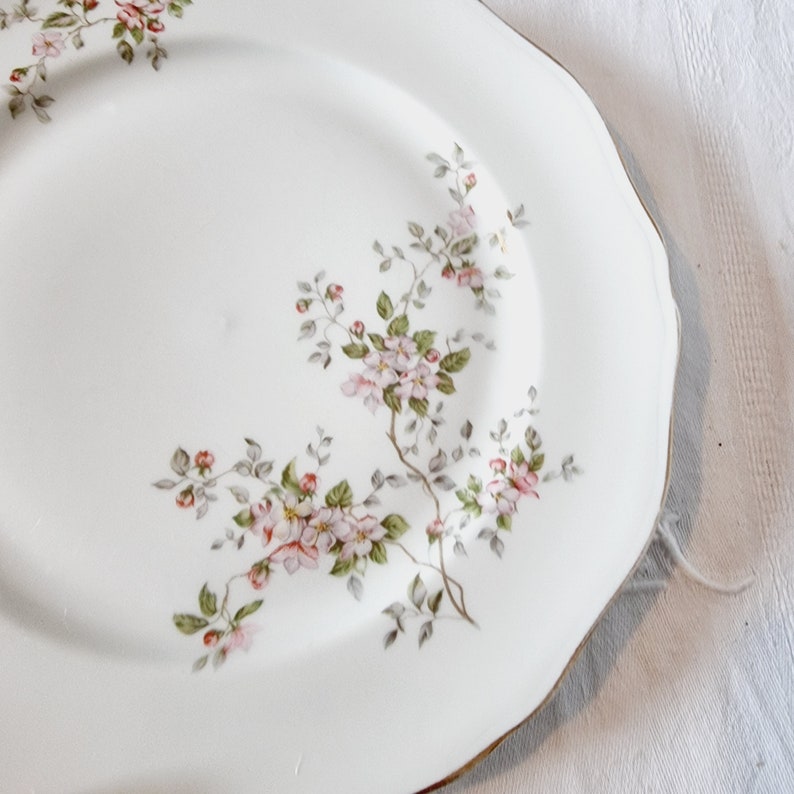 4 Assiettes Plates en Porcelaine à décor de Fleurs dans les tons roses image 9