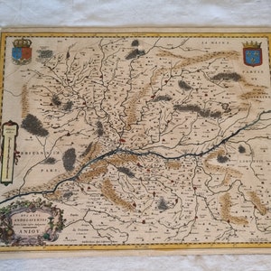 Mapa Antiguo de 1631 del Ducado de Anjou por Guillaume Blaeu (1571-1638) según Lézin Guyet (1515-1580)
