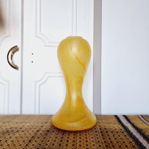 Vintage tulip-shaped vase with a flat base, made of frosted (matte) blown glass