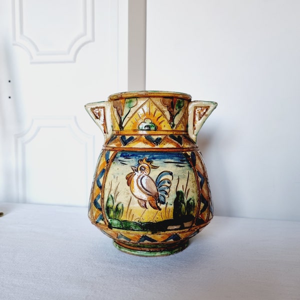 Antique Majolica Water Jug Made in Italy Made and Hand Painted