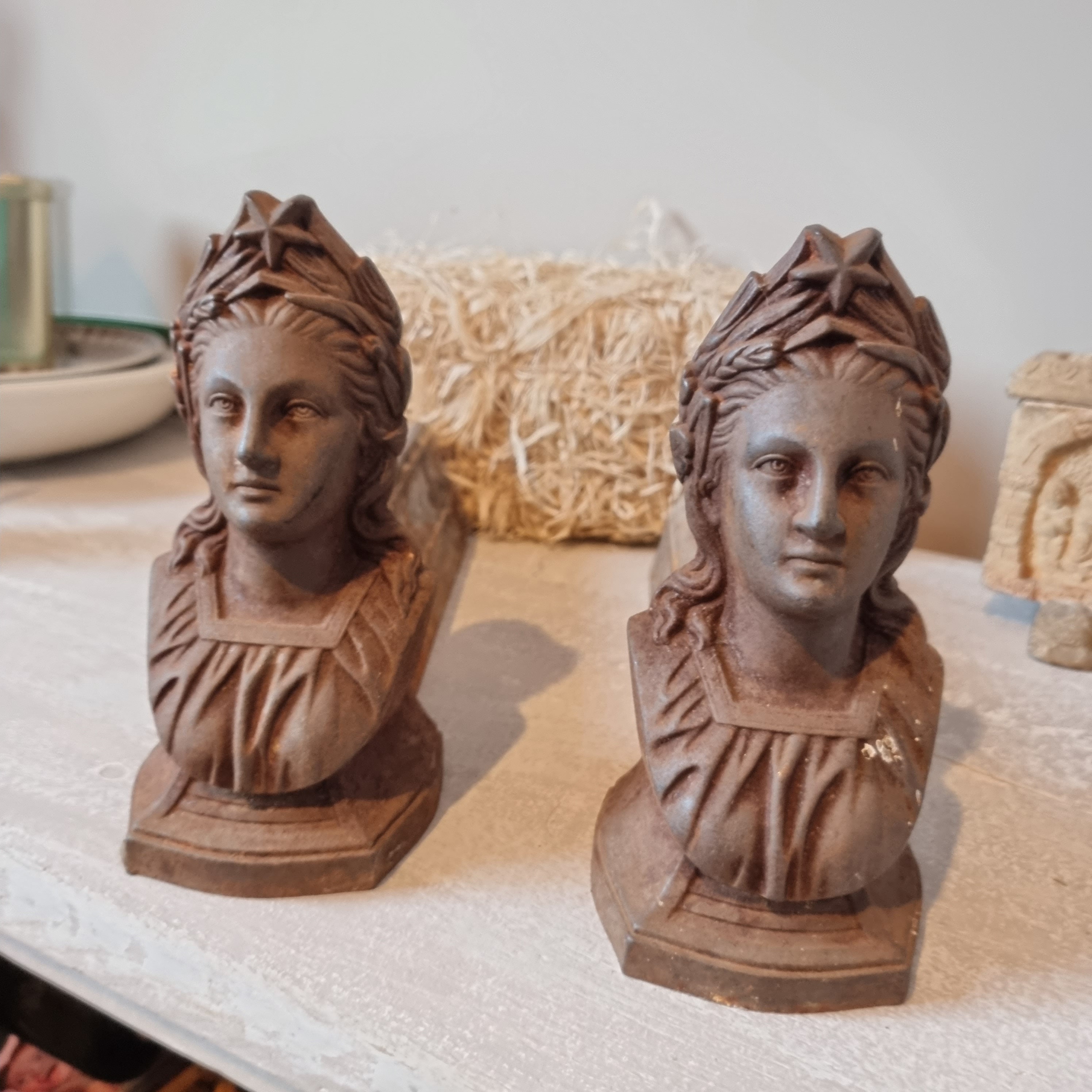 Foyer en Fer Andirons Début Des Années 1900