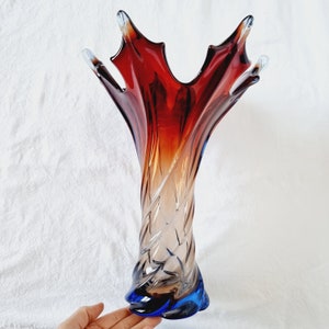 Murano glazen vaas van Fratelli Toso Mid Century Style 70's afbeelding 8