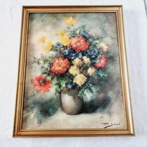 Peinture sur toile antique Nature morte signée par P. Sorel (1938) (d'après)