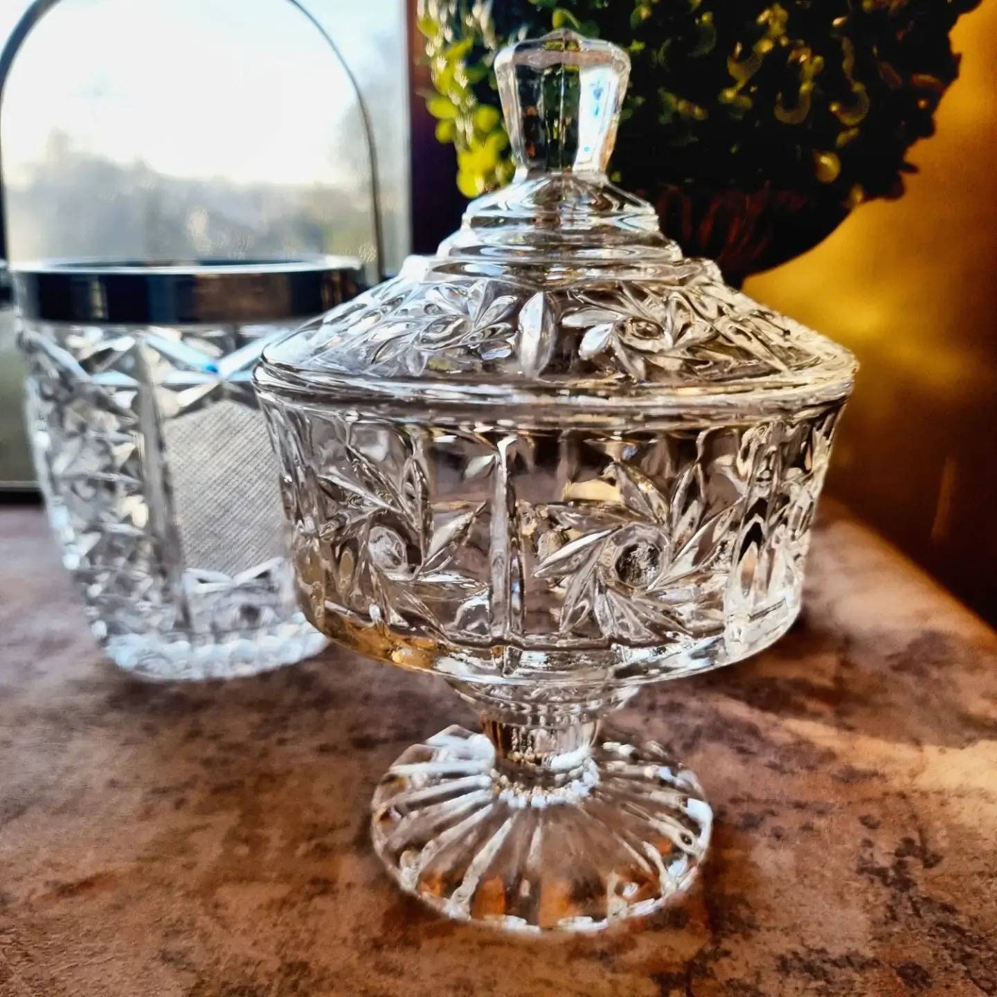 Seau à Glace en Cristal Français Sculpté et Boîte Verre Coupé Idéal Pour La Glace, Les Chocolats, Li