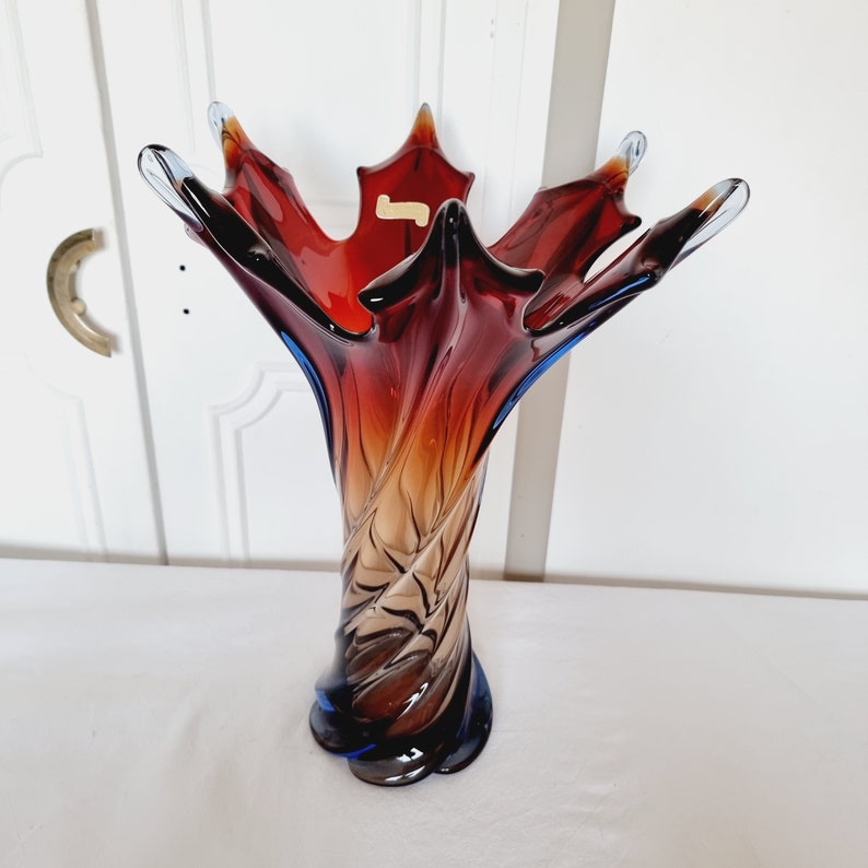 Murano glazen vaas van Fratelli Toso Mid Century Style 70's afbeelding 2