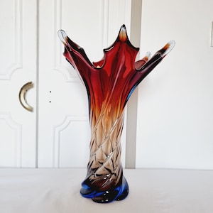 Murano glazen vaas van Fratelli Toso Mid Century Style 70's afbeelding 1