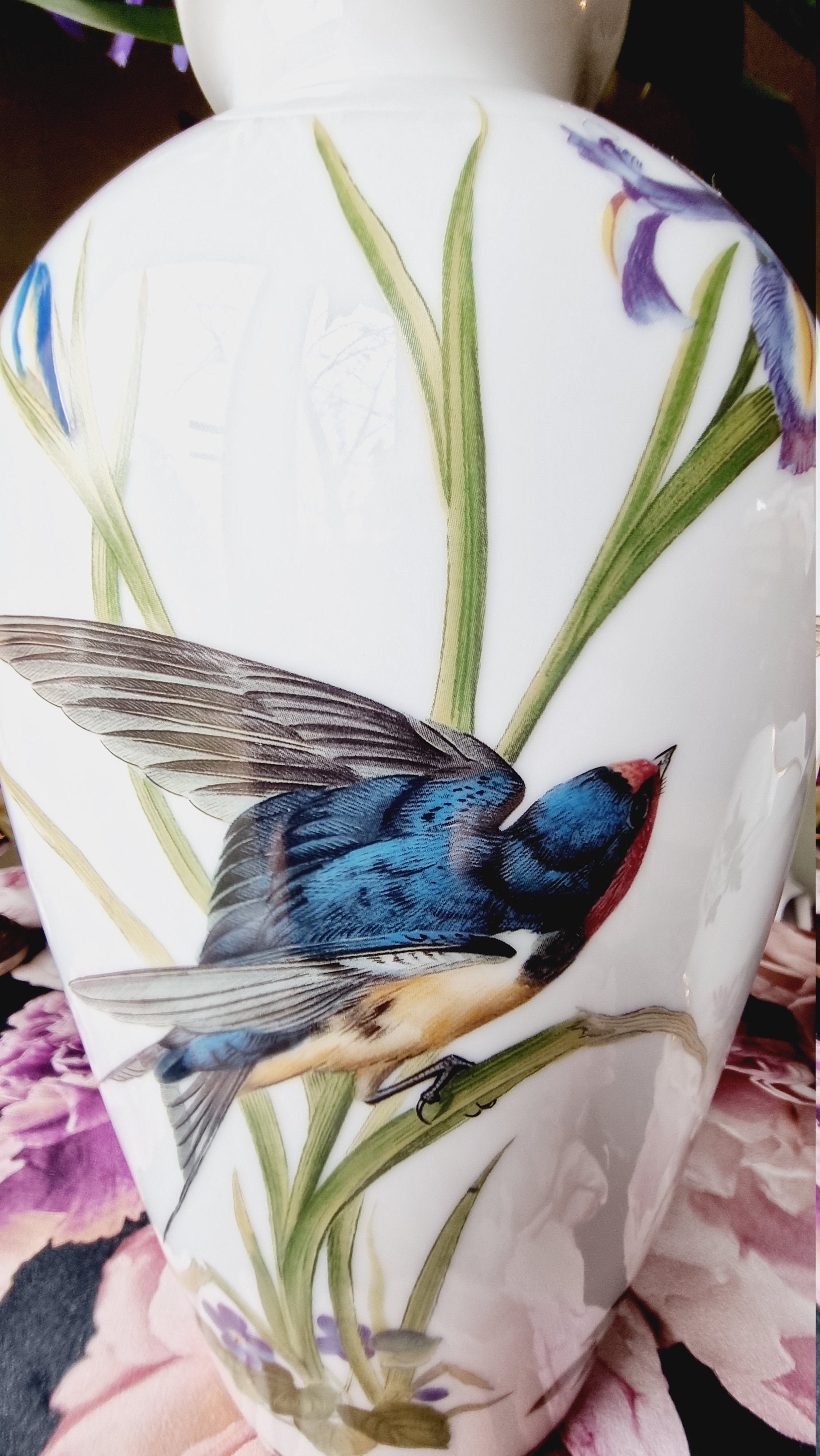 Vase de Fleurs en Porcelaine Du Japon Franklin Mint The Meadowland Brid