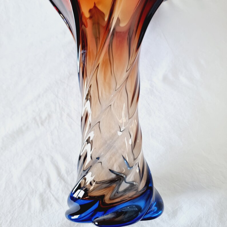 Murano glazen vaas van Fratelli Toso Mid Century Style 70's afbeelding 9
