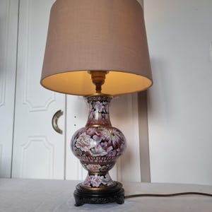 Pied De Lampe Vintage IDA BELLINI Art Déco En Faïence émaillée Fleurs Cloisonnées Italie