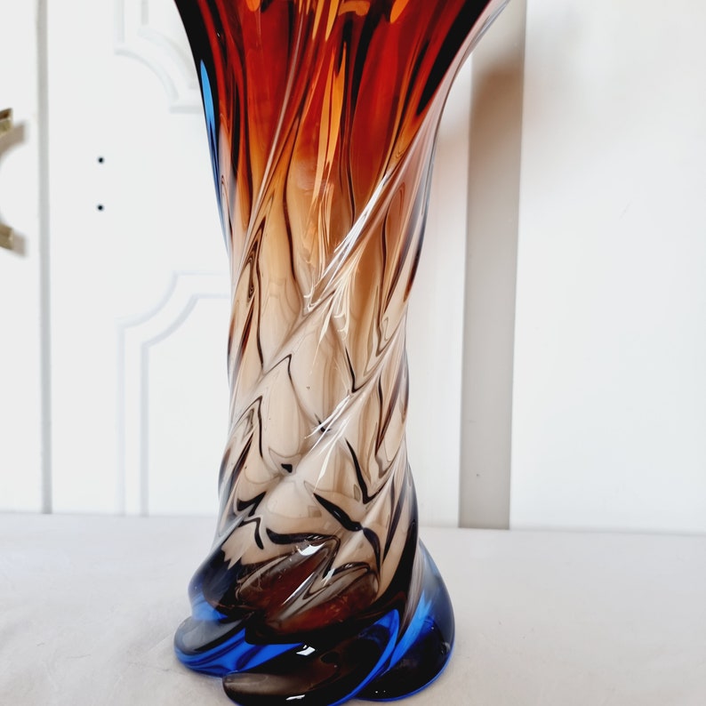 Murano glazen vaas van Fratelli Toso Mid Century Style 70's afbeelding 3