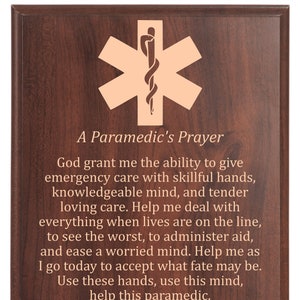 Paramedic Prayer Plaque