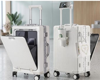 Carry-on/Hard Case for Laptop with Front Compartment/USB Charging Port, 360cm Rotating Wheels