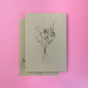 Postkarte "Blumen" aus Graspapier