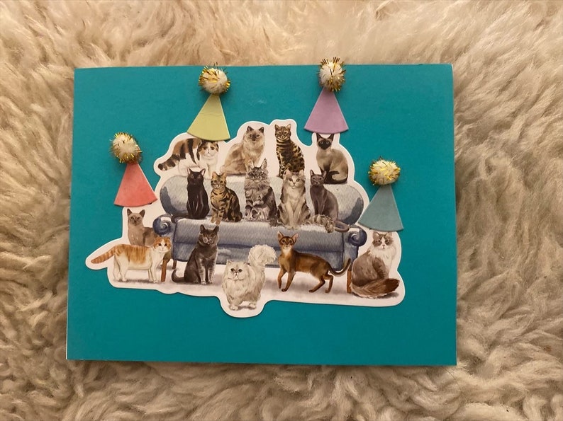 Cats in Hats Birthday Card: Handmade Kitty Party - Etsy