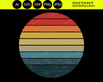 Retro Vintage Sunset Vector SVG, AI, PNG, Jpeg, Dxf 4500 by 5400 pixels