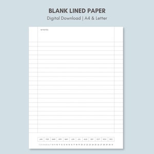 Printable Lined Paper Dotted Line Journal A4, Letter Portrait ...
