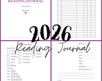 Reader Journal with reading challenges and review pages digital download