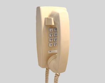 Vintage AT&T 2554 Ivory Wall Phone NOS Push Button 1980s New Old Stock Retro Telephone
