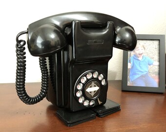 Working Restored Kellogg Model D1100 Black Rotary (pulse) Dial Wall Phone