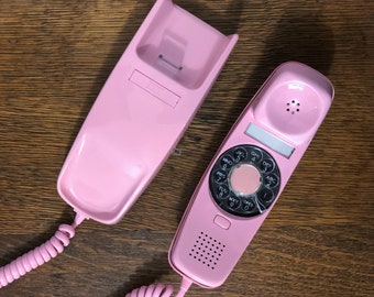 Working New Old Stock (NOS) Bright Pink ITT Trendline Rotary (pulse) Dial Wall Phone