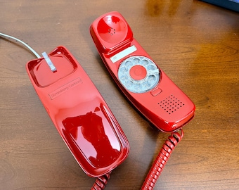 Stomberg-Carlson Bright Red Slenderet (Trimline-Style) Rotary Desk Phone