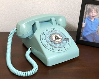 Working Restored Western Electric Model 500 Blue Rotary (pulse) Dial Desk Phone