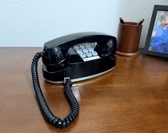 Vintage Western Electric Princess Phone Black Touchtone Lighted Dial Night Light 1980s Desk Telephone Fully Working