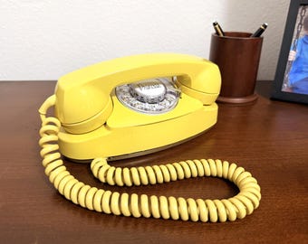 1963 Yellow Princess Rotary Phone – Fully Restored Western Electric – Vintage Working Telephone – Mid Century Decor – Retro Home Office