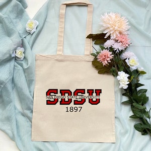 SDSU tote bag, canvas bag, San Diego State University bag, school bag, university bag