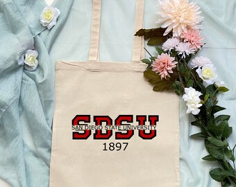 SDSU tote bag, canvas bag, San Diego State University bag, school bag, university bag