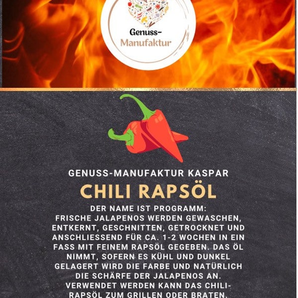 Chili-Rapsöl, Chili, Rapsöl